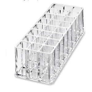 Acrylic Makeup Beauty Brush Organizer | 24 Space Cosmetic Storage (CLEAR)